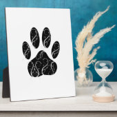 白い花模様の黒犬の前足 フォトプラーク (側面)