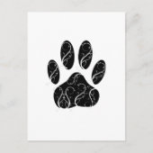 白い花模様の黒犬の前足 ポストカード (正面)