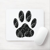 白い花模様の黒犬の前足 マウスパッド (マウス)