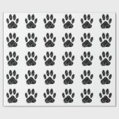 白い花模様の黒犬の前足 ラッピングペーパー (フラット)