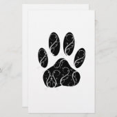 白い花模様の黒犬の前足 便箋 (正面/裏面)