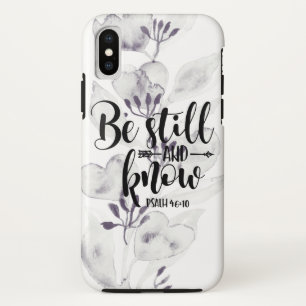 白い花模様 の賛美歌の46:10はまだあり、知っています iPhone X ケース