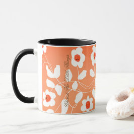 白い花模様 マグカップ