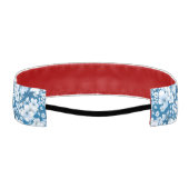 白い花模様、青い背景 アスレチックヘッドバンド (裏面)