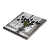 白い花瓶に黒いチューリップ タイル (側面)