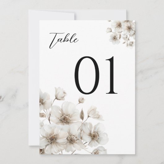 白い花素朴エレガントな結婚式台番号 (正面)