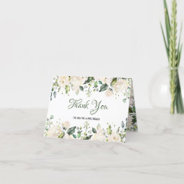白い花結婚のサンキューカード サンキューカード