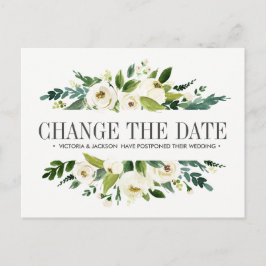白い花結婚の延期日の変更 案内ポストカード