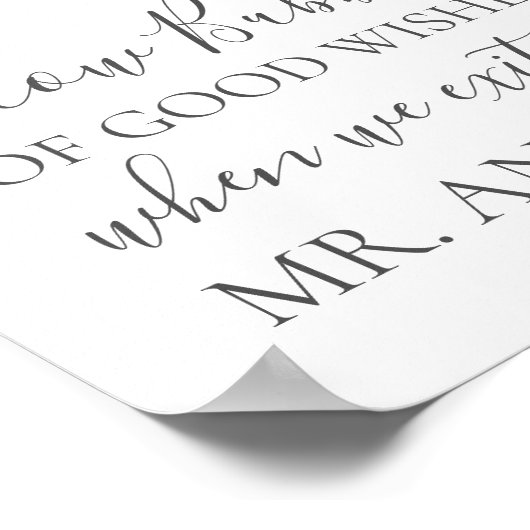 白い花結婚の願いの泡のサイン ポスター (角)