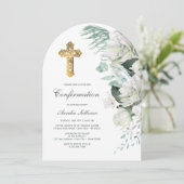 白い花緑のアーチの確認 招待状 (スタンド正面)