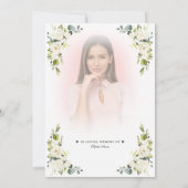 白い花色あせたフォトお祝い・オブ・ライフ 招待状 (裏面)