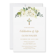 白い花葬儀祝の人生Invite