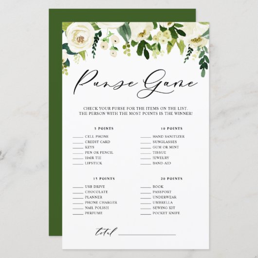 白い花財布シャワーカードに入っているもの (正面/裏面)