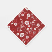 白い花赤い背景 スタンダードランチョンナプキン (角)