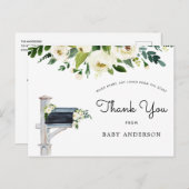 白い花赤ちゃんシャワーbyメール ポストカード (正面/裏面)