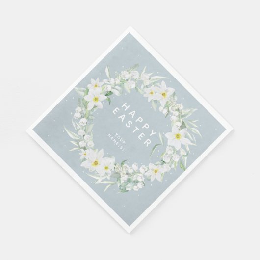 白い花輪のパーティーの春の花 スタンダードランチョンナプキン (角)