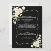 白い花金ゴールドすべて結婚の 招待状 (裏面)