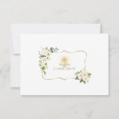 白い花金ゴールドクロス聖餐式 サンキューカード (裏面)