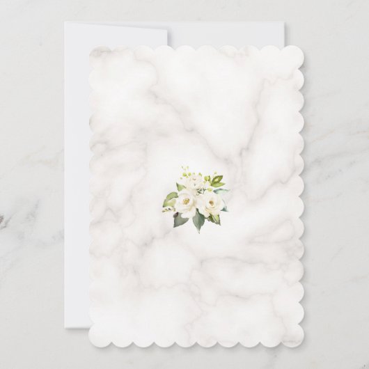 白い花金ゴールドグリッター大理石ベビーシャワー 招待状 (裏面)