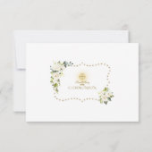 白い花金ゴールドグリッター聖餐式 サンキューカード (裏面)