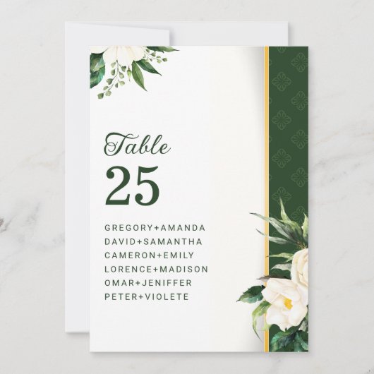 白い花金ゴールドストライプテーブルNo 招待状 (正面)