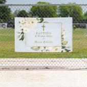 白い花金ゴールドスペインのバウティゾウェルカムサイン 横断幕 (インサイチュ)