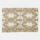 白い花飾り金ゴールドキッチンタオル キッチンタオル (横)