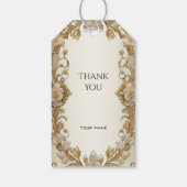 白い花飾り金ゴールドギフトラベル ギフトタグ (裏面)