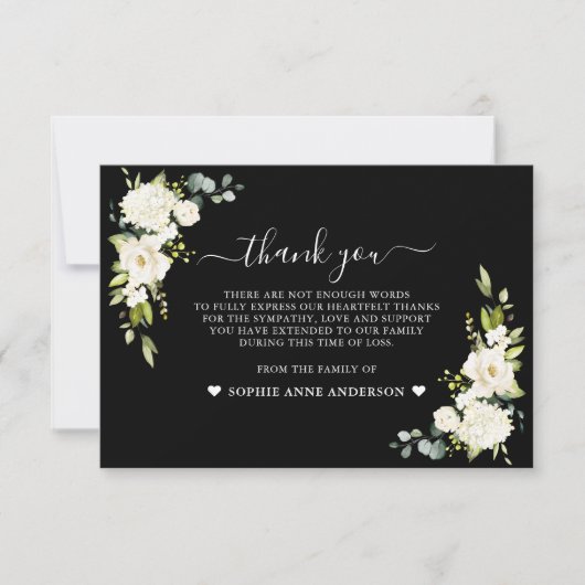 白い花黒写真愛の記憶 サンキューカード (正面)