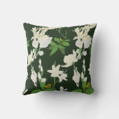 白い花1濃い緑の背装飾用クッション クッション (裏面)