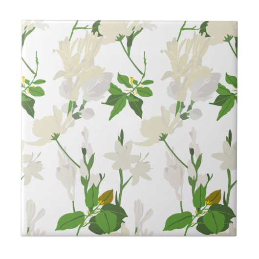 白い花1 タイル (正面)