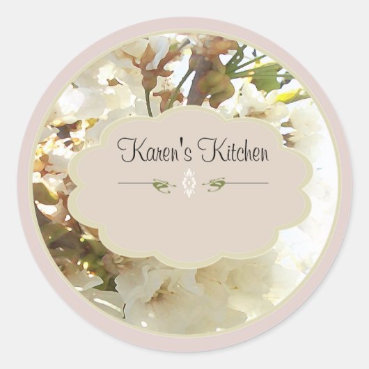 白い花2 spice jarラベル ラウンドシール (正面)
