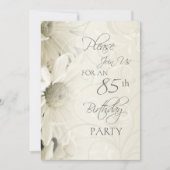 白い花85番目のバースデーパーティ招待状 招待状 (正面)