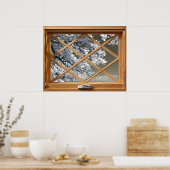 白い花(さくらんぼフェイクの花)、フェイク、窓 ポスター (キッチン)