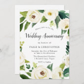 白い花 すべての年 ウェディング アニバーサリー 招待状 (正面/裏面)