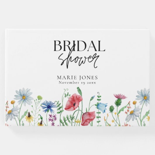 白い花 エステティック ワイルドフラワーズ ブライダル シャワー ゲストブック (正面)