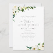 白い花 エレガント フォーマル 花嫁 両親 招待状 (正面)