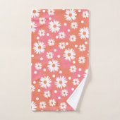 白い花 – オレンジフィールド バスタオルセット (ハンドタオル)