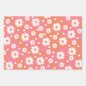 白い花 – オレンジ色のフィールドラッピング紙シート ラッピングペーパーシート (正面3)