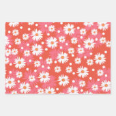 白い花 – オレンジ色のフィールドラッピング紙シート ラッピングペーパーシート (正面)