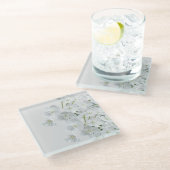 白い花 ガラスコースター (アングル)