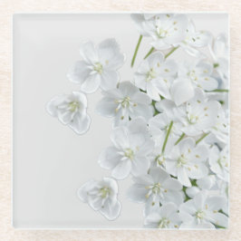 白い花 ガラスコースター