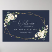 白い花、クリーム色の花結婚の歓迎 ポスター (正面)