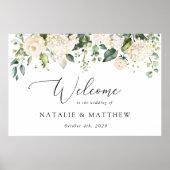白い花、クリーム色の花結婚の歓迎 ポスター (正面)