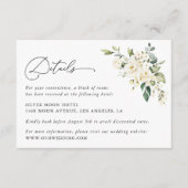 白い花、クリーム色の花結婚、の詳細 エンクロージャーカード (正面)