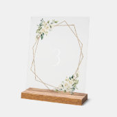 白い花，クリーム色の花，ぼほ，テーブル番号 アクリルサイン (傾斜)