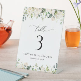 白い花，クリーム色の花，ぼほ，テーブル番号 台座サイン