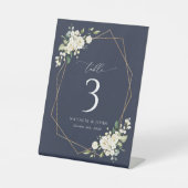 白い花，クリーム色の花，ぼほ，テーブル番号 台座サイン (正面)