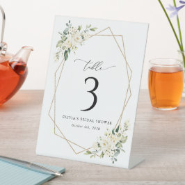 白い花，クリーム色の花，ぼほ，テーブル番号 台座サイン