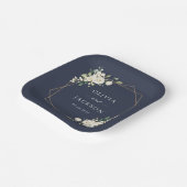 白い花、クリーム色の花、グリーン、結婚式 ペーパープレート (傾斜あり)